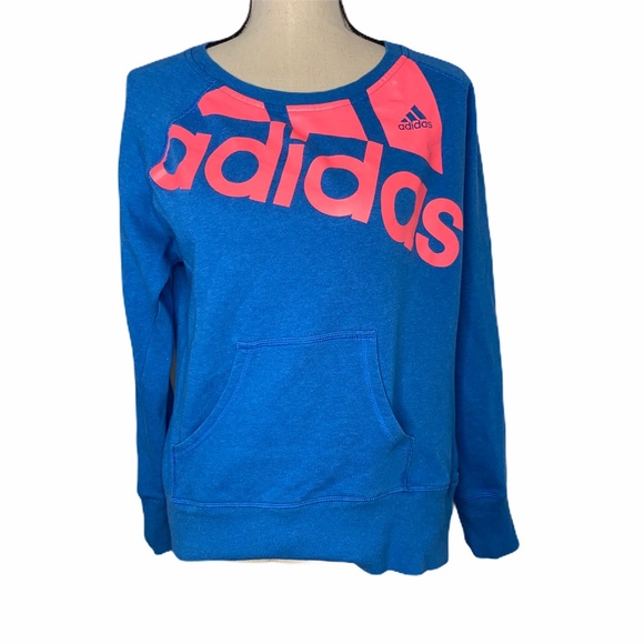 adidas Tops - Adidas Coral Blue Logo Crewneck Sweatshirt